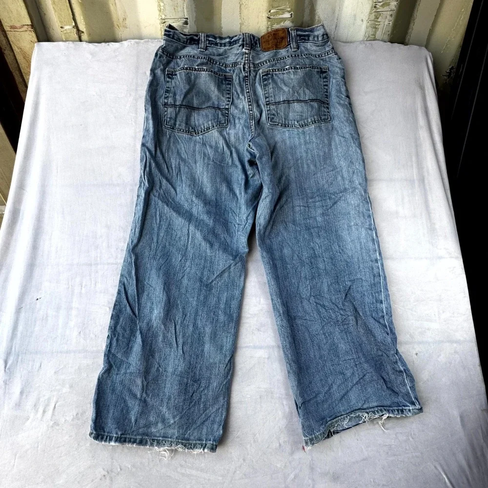 Vintage Old Navy Blue Jeans Men's 36x30 Blue Denim Cotton Wide Leg Loose Fit